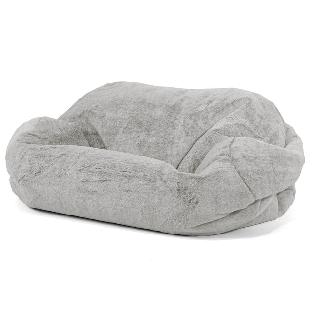Pouf Divano Sabine - Eco-pelliccia di Coniglio Grigio Chiaro 01