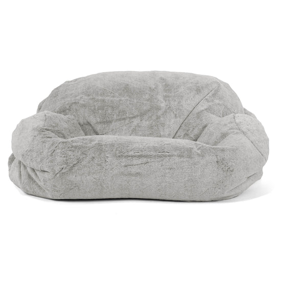 Pouf Divano Sabine - Eco-pelliccia di Coniglio Grigio Chiaro 02