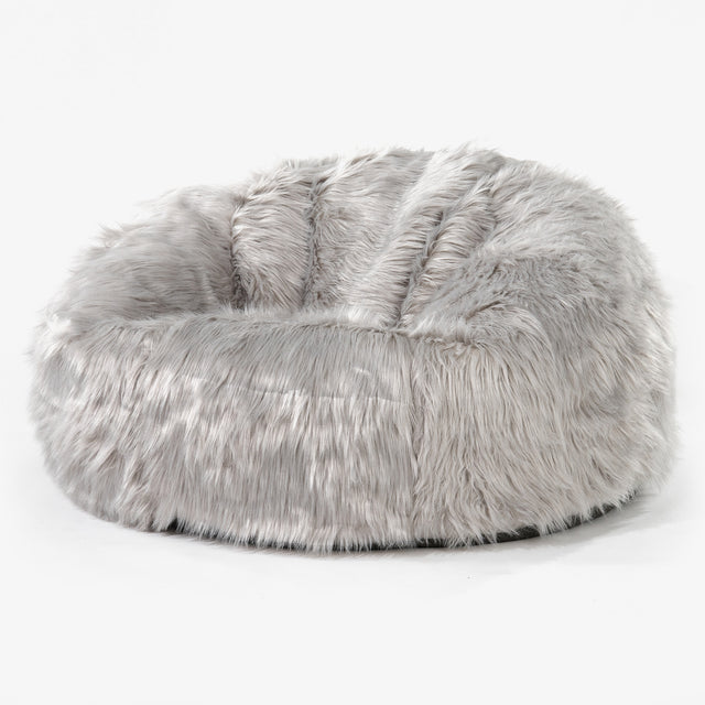 Pouf Divano Sacco - Pelliccia Sintetica Mongola Grigio 01