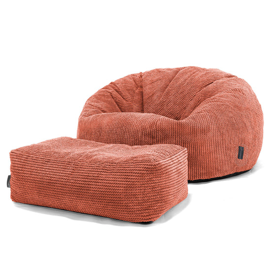 Pouf Divano, Sacco - Pompon Arancione Zucca 02