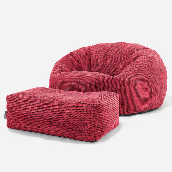 Pouf Divano, Sacco - Pompon Rosso pastello 02