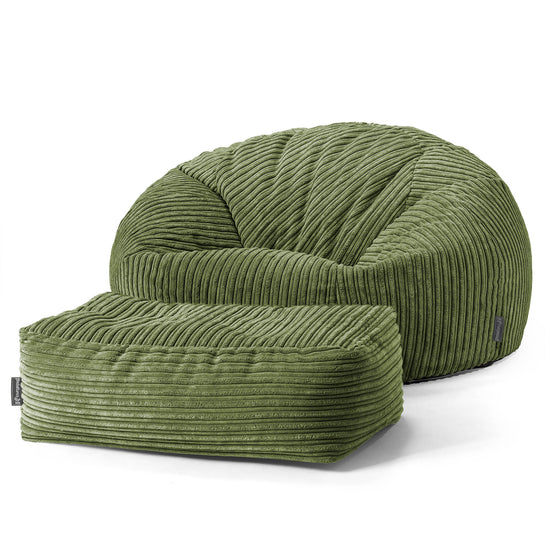 Pouf Divano, Sacco - Velluto a Coste Verde Foresta 02