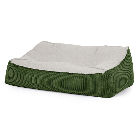 Pouf Divano Sloucher - Bouclé & Velluto a Coste Verde Foresta 01