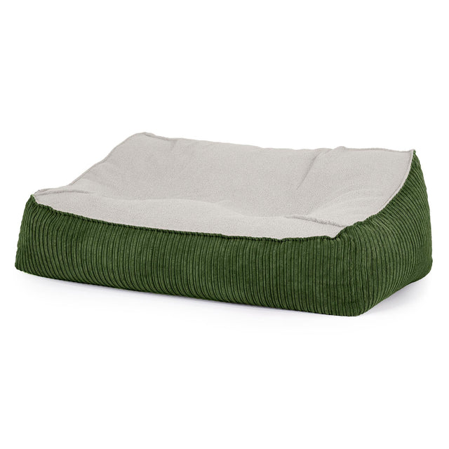 Pouf Divano Sloucher - Bouclé & Velluto a Coste Verde Foresta 01