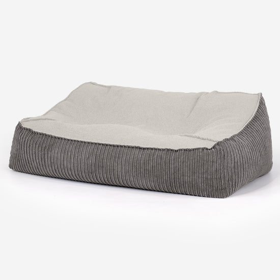 Pouf Divano Sloucher - Bouclé & Velluto a Coste Grafite 01