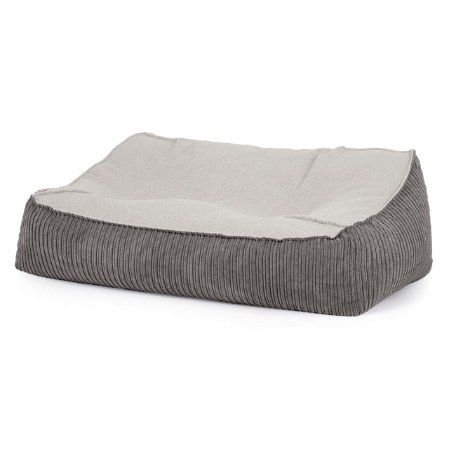 Pouf Divano Sloucher - Bouclé & Velluto a Coste Grafite 01