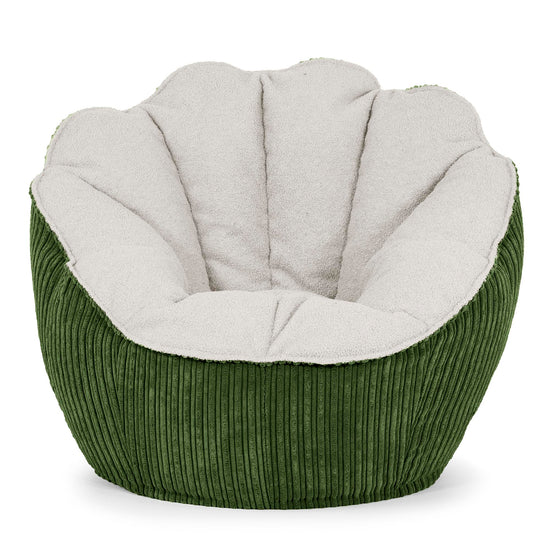 Sedia Pouf Sacco Natalia Sacco - Bouclé & Velluto a Coste Verde Foresta 01