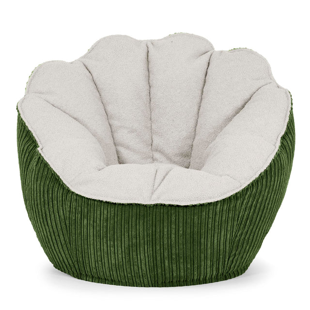 Sedia Pouf Sacco Natalia Sacco - Bouclé & Velluto a Coste Verde Foresta 01
