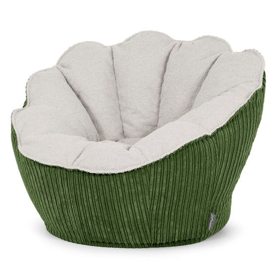 Sedia Pouf Sacco Natalia Sacco - Bouclé & Velluto a Coste Verde Foresta 02