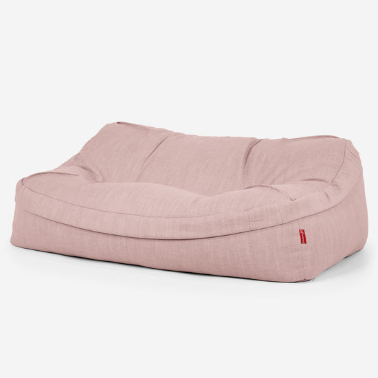 Pouf Divano Sloucher - Effetto Lino Rosa 01