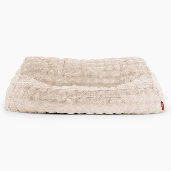 Pouf Divano Sloucher - Pelliccia Sintetica a Bolle Panna 02