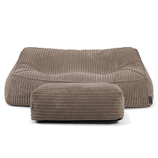 Pouf Divano Sloucher - Velluto a Coste Grigio Tortora 02