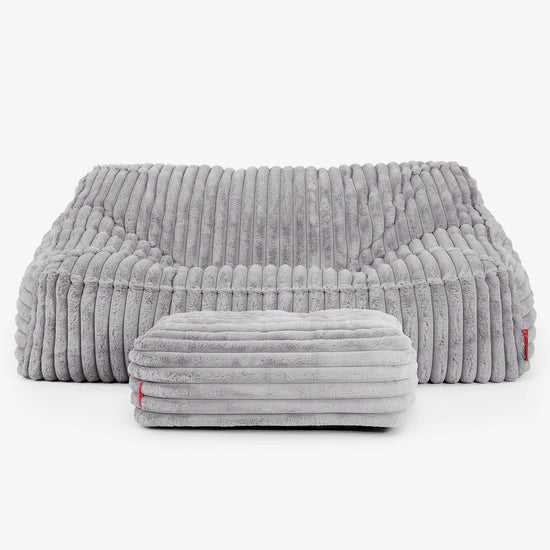 Pouf Divano Sloucher - Velluto Felpato Ultra Morbido Grigio3