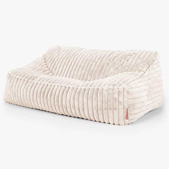 Pouf Divano Sloucher - Velluto Felpato Ultra Morbido Panna1