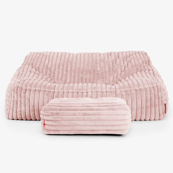 Pouf Divano Sloucher - Velluto Felpato Ultra Morbido Rosa Antico3
