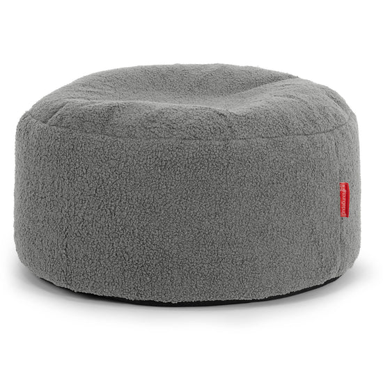 Pouf Ottoman con Vassoio - Bouclé Grigio - 02