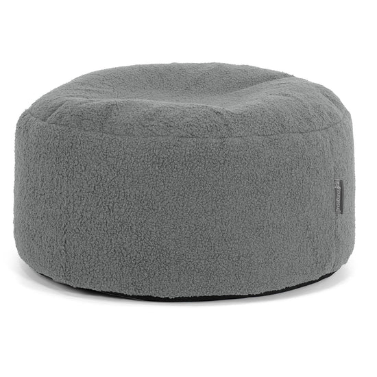 Pouf Ottoman con Vassoio - Bouclé Grigio - 02