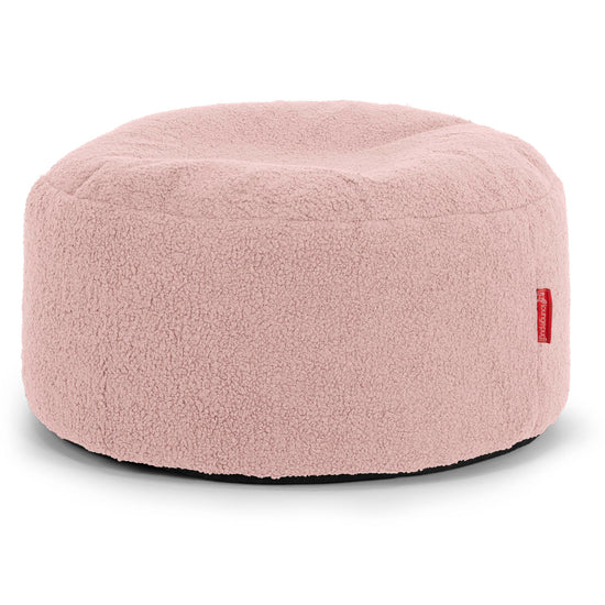 Pouf Ottoman con Vassoio - Bouclé Rosa - 02