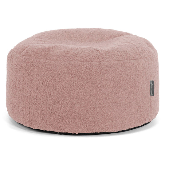 Pouf Ottoman con Vassoio - Bouclé Rosa - 02