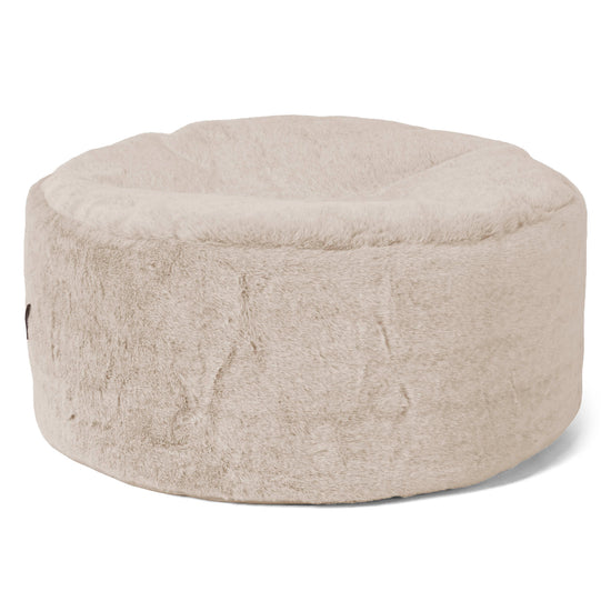 Pouf Ottoman con Vassoio - Eco-pelliccia di Coniglio Marrone dorato - 02