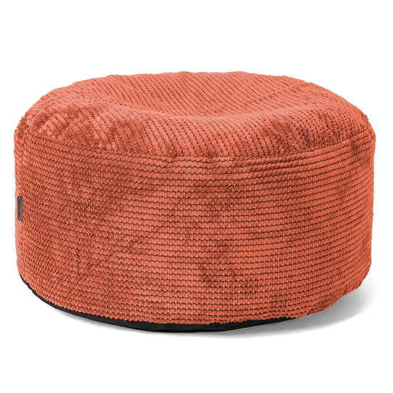 Pouf Ottoman con Vassoio - Pompon Arancione Zucca - 02