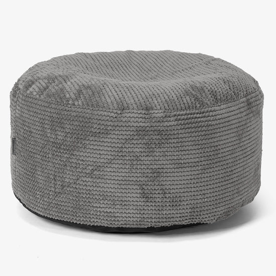 Pouf Ottoman con Vassoio - Pompon Carbone Grigio - 02