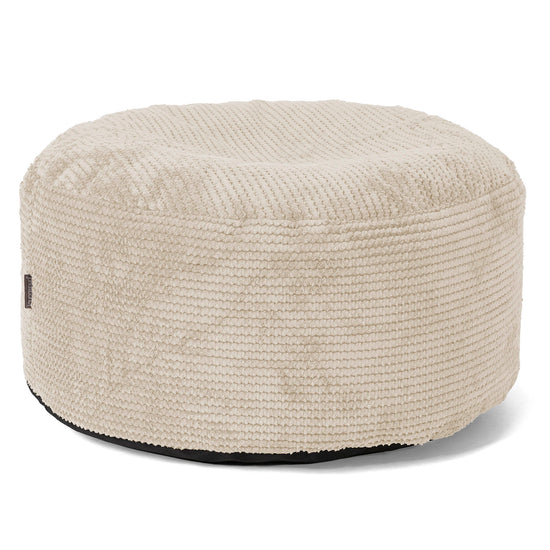Pouf Ottoman con Vassoio - Pompon Panna - 02