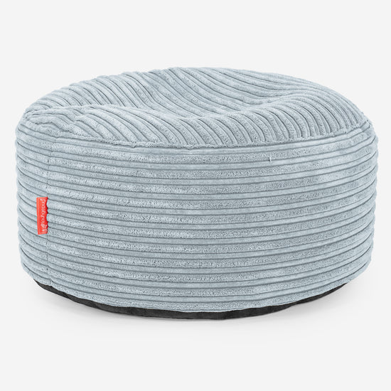 Pouf Ottoman con Vassoio - Velluto a Coste Bebè Blu - 02