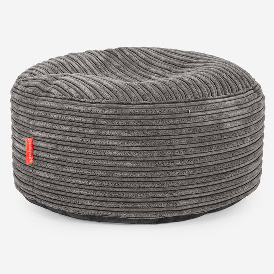 Pouf Ottoman con Vassoio - Velluto a Coste Grafite - 02