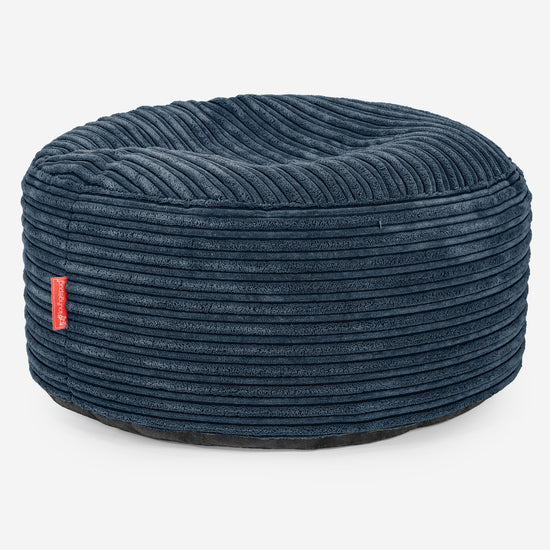 Pouf Ottoman con Vassoio - Velluto a Coste Navy - 02