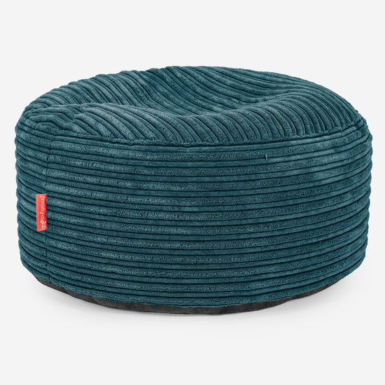 Pouf Ottoman con Vassoio - Velluto a Coste Tiglio - 02