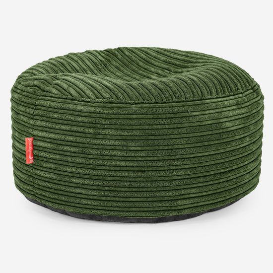 Pouf Ottoman con Vassoio - Velluto a Coste Verde Foresta - 02