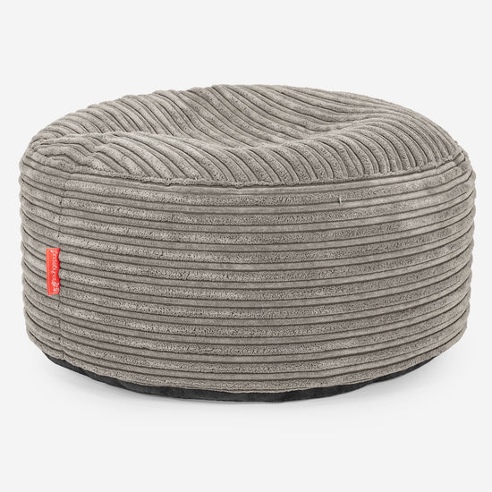 Pouf Ottoman con Vassoio - Velluto a Coste Visone - 02