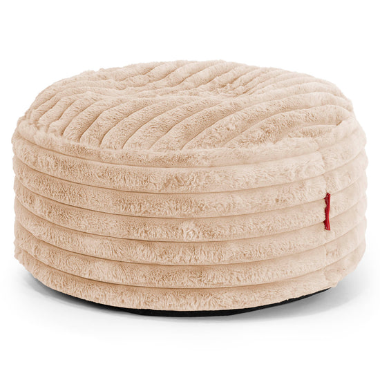 Pouf Ottoman con Vassoio - Velluto Felpato Ultra Morbido Pesca - 02