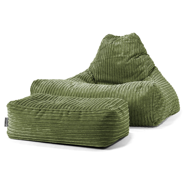 Pouf Poltrona Relax Sacco - Velluto a Coste Verde Foresta 02