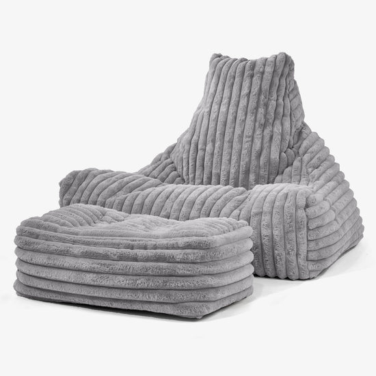 Pouf Poltrona Relax Sacco - Velluto Felpato Ultra Morbido Grigio 02