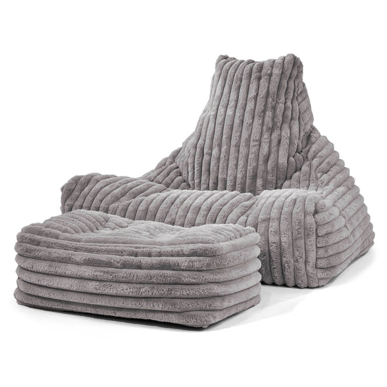 Pouf Poltrona Relax Sacco - Velluto Felpato Ultra Morbido Grigio 02