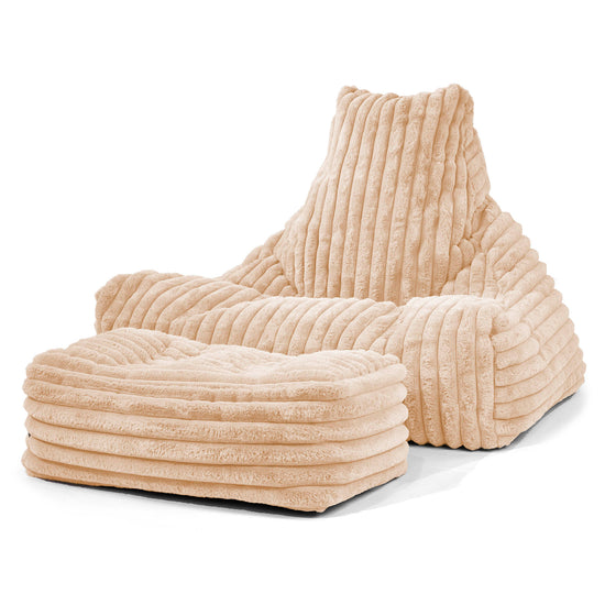 Pouf Poltrona Relax Sacco - Velluto Felpato Ultra Morbido Pesca 02