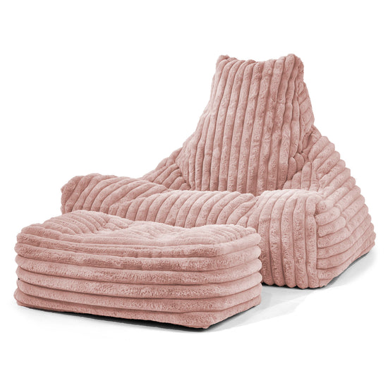 Pouf Poltrona Relax Sacco - Velluto Felpato Ultra Morbido Rosa Antico 02