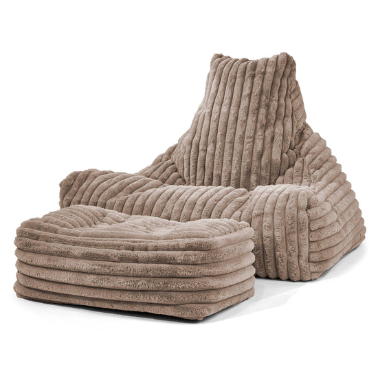Pouf Poltrona Relax Sacco - Velluto Felpato Ultra Morbido Visone 02