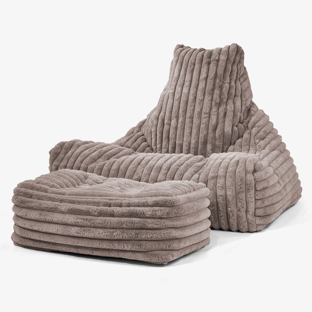 Pouf Poltrona Relax Sacco - Velluto Felpato Ultra Morbido Visone 02