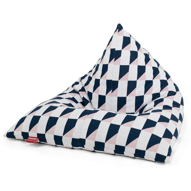 Pouf Poltrona Sacco Relax - Lavorato a Maglia Geometrico Blu 01