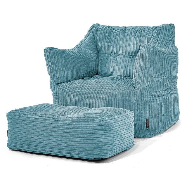 Pouf Poltrona Sacco Victor - Velluto a Coste Egeo Blu 02