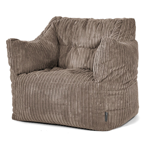 Pouf Poltrona Sacco Victor - Velluto a Coste Grigio Tortora 01