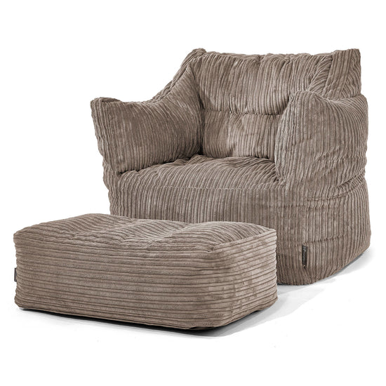 Pouf Poltrona Sacco Victor - Velluto a Coste Grigio Tortora 02