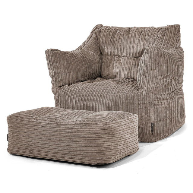 Pouf Poltrona Sacco Victor - Velluto a Coste Grigio Tortora 02