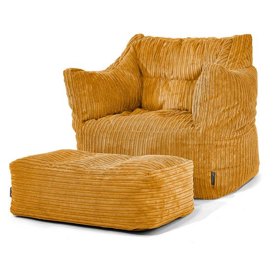Pouf Poltrona Sacco Victor - Velluto a Coste Miele Dorato 02