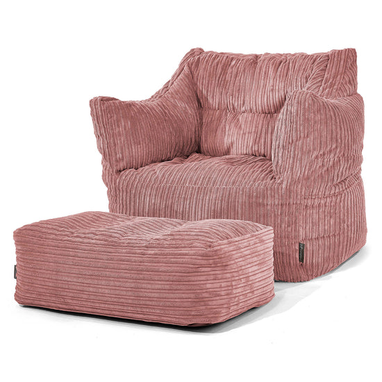 Pouf Poltrona Sacco Victor - Velluto a Coste Pesca 02