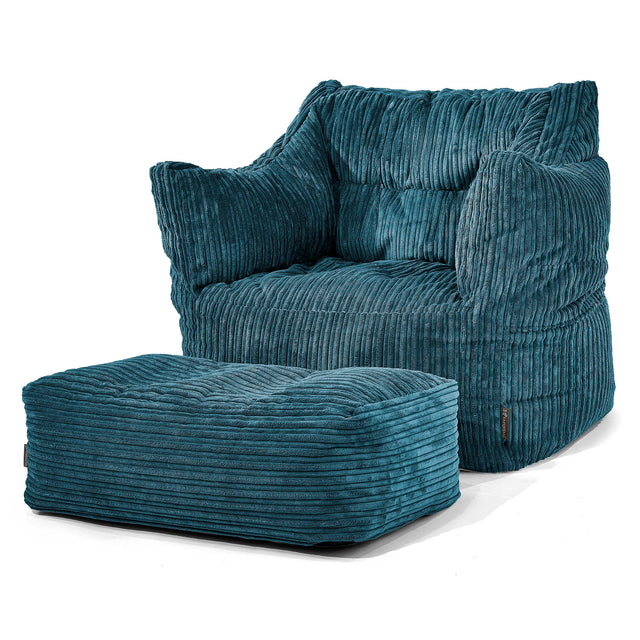 Pouf Poltrona Sacco Victor - Velluto a Coste Tiglio 02