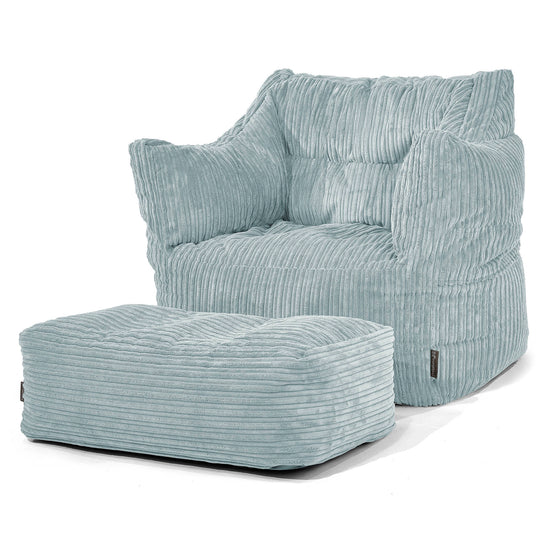 Pouf Poltrona Sacco Victor - Velluto a Coste Verde Menta 02